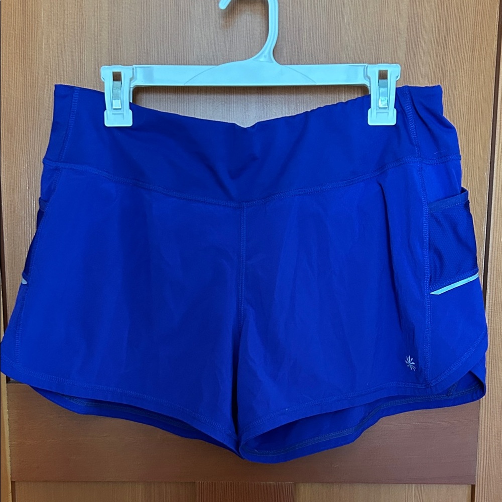 Athleta Lined Running Shorts, Royal Blue, Size Large, EUC!